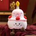 【Trick or Treat Alliance Mall】Adorable Strawberry Cake Plush Toy Dessert Kawaii Sweet Birthday Cake Candle Party Decor Creative Gift. 