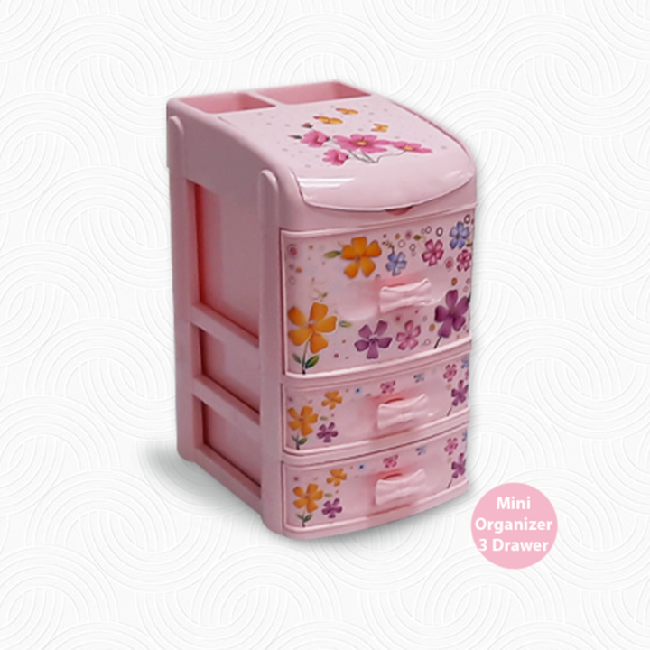 3 Drawer Mini Organizer / Wardrobe - Pink