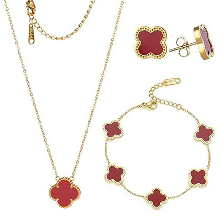 1Set%20Light%20Luxury%20Four%20Leaf%20Clover%20Pendant%20Jewelry%20Set%20Fashion%20Trendy%20Necklace%20Bracelet%20Earring%20For%20Women%20Simple%20Jewelry%20CHAINI%20-%20Image%202