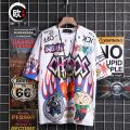 Jnese ins graffiti T-shirt male short-sleeved large size loose summer stuHong Kong trend half-sleeved tshirt. 