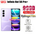 3 in 1 Infinix Hot 50 Pro+ 4G TPU Soft Silicone Transparent Phone Cover with Camera Protective Film Back Cover Infinix Note 40 Pro+ Tempered Glass+Back Film. 
