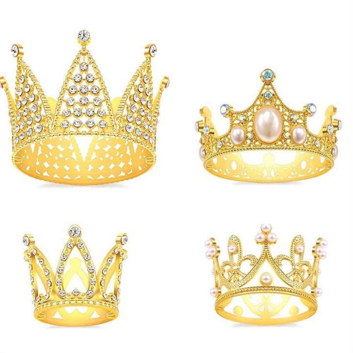 4Pcs Cake Topper Decorations Princess Crown Cake Decorations for Birthday, Wedding, Party and Baby Shower Crown