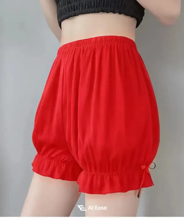 Women%E2%80%99s%20Silk%20Puffy%20Style%20Shorts%20with%20Ruffle%20Trim%20-%20Image%205