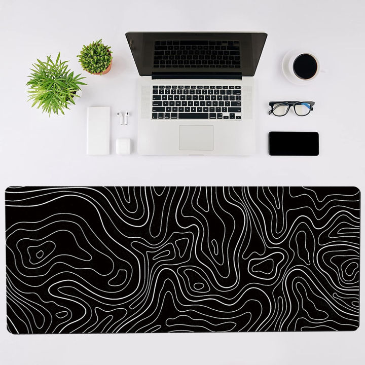 1Pcs%20Gaming%20Mouse%20Pad%20Large%20Keyboard%20Pad%2031.5%20x%2011.8in%20Topographic%20Mouse%20Pad%20Black%20and%20White%20Mouse%20Pad%20for%20Keyboard%20with%20Anti-Sl%20-%20Image%203
