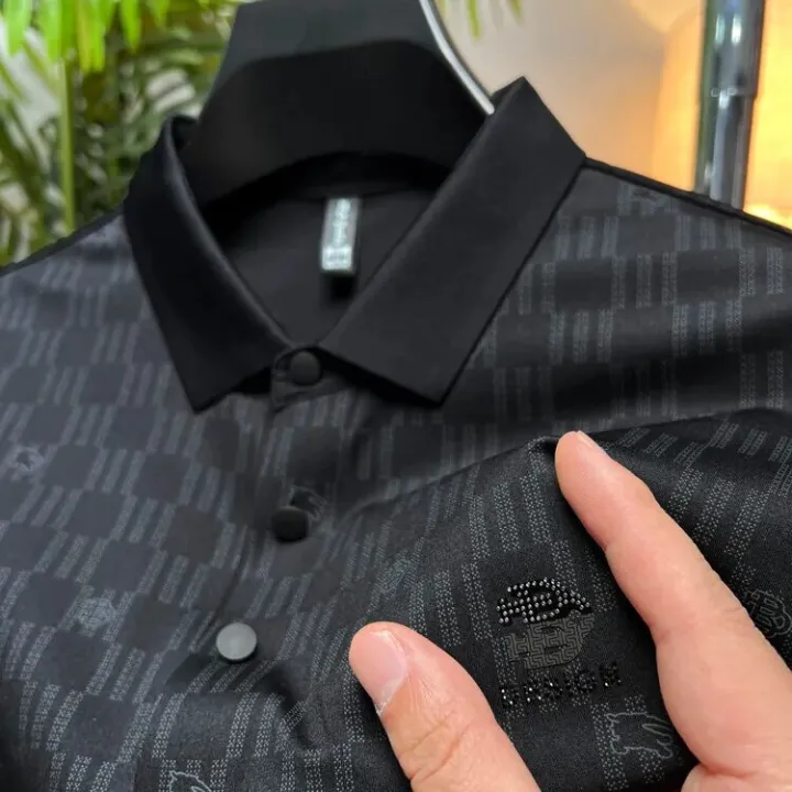 DYXUE%20Summer%20Luxury%20Seamless%20Design%20Solid%20Color%20Cool%20Short-sleeved%20brand%20Polo%20Shirt%20Men's%20Waffle%20Lapel%20Diamond%20Print%20Top%20M-4XL%20-%20Image%207