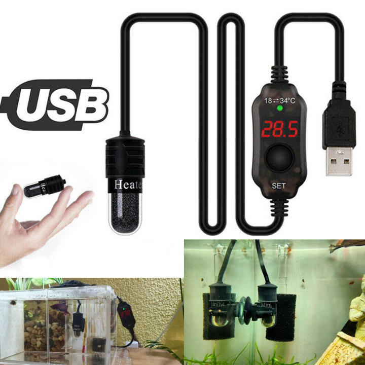 Heating Rod Fish Tank Heater Aquarium Thermostat Submersible Heater 10W USB Heating Rod for 10W Mini Aquarium Fish Tank Heater USB Heating Rod Submersible Thermostat Heater