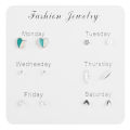 4/6 Pairs/Set One Week Stud Earrings Set -Women Fashion Crystal Heart Round Bow Leaf  Earring Mixed Girl Jewelry Gift. 