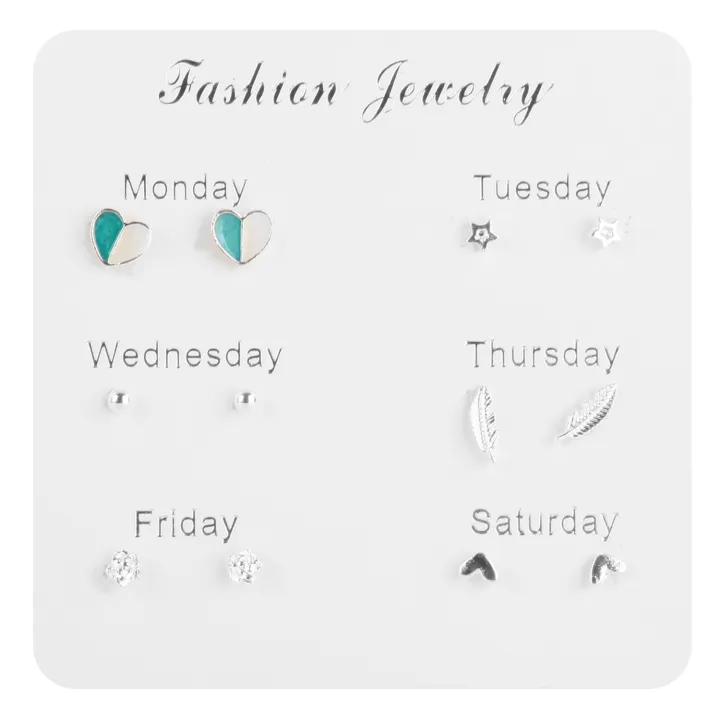 4/6%20Pairs/Set%20One%20Week%20Stud%20Earrings%20Set%20-Women%20Fashion%20Crystal%20Heart%20Round%20Bow%20Leaf%20%20Earring%20Mixed%20Girl%20Jewelry%20Gift%20-%20Image%202