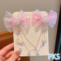Children Baby Mermaid Princess Pearl Butterfly Fringe Bow Forehead Chain Hairpin Fairy Hair Accessories Cartoon Girls Hair Clip Bayline.