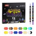 Double Headed Acrylic Marker Dual Color Waterproof Pen Soft Nib Student Art For Glass Stone Metal Wood Plasctic Paper.