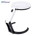 130MM Large Reading Magnifier 1.8X 5X 12 LED Foldable Magnifying Glass EU Plug-in Illuminated Magnifier Lamp Table Read Lupa. 