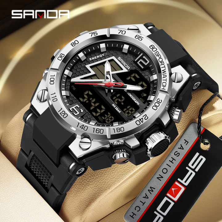 SANDA%206137%202024%20Top%20Brand%20Men's%20Watches%205ATM%20Waterproof%20Sport%20Military%20Wristwatch%20Quartz%20Watch%20for%20Men%20Clock%20Relogio%20Masculino%20-%20Image%203