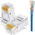 100Pcs RJ45 Connector 6U Gold Plated  Ethernet Cables Module Plug Network RJ-45 Crystal Heads Cat5 Cat5E. 