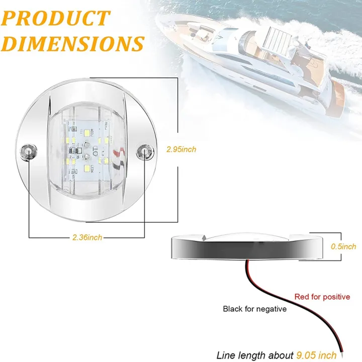 NCANRUI%204Pcs%20Marine%20Boat%20Interior%20Lights,12V%20LED%20Boat%20Deck%20Courtesy%20Light%203Inch%20Round%20White%206%20LED%20Stern%20Transom%20Anchor%20Light%20-%20Image%203