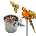 Birds Hanging Cage Bowl Stainless Steel Pet Birds Dish Cup Anti-turnover Feeding Food Drinking Feeder for Parakeet Lovebird. 
