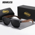 HdHues, Classic Trendy Square Polarized Sunglasses, With Walnut Wooden Temples, For Men Women Outdoor Sports Driving Fishing Cycling Supply Photo Prop. 