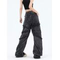 BAGGY JEANS American Style Retro Damage Feeling Spider Web Raw Hem Jeans Men's European and American Style Fried Street Loose Trousers. 