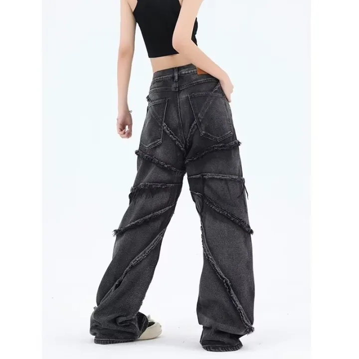 BAGGY%20JEANS%20American%20Style%20Retro%20Damage%20Feeling%20Spider%20Web%20Raw%20Hem%20Jeans%20Men's%20European%20and%20American%20Style%20Fried%20Street%20Loose%20Trousers%20-%20Image%204