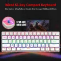 HXSJ V900 Wired 61 Keys Compact Mechanical Keyboard RGB Backlit Keyboard N-key Rollover Blue Switch Double Shot Keycaps, White. 