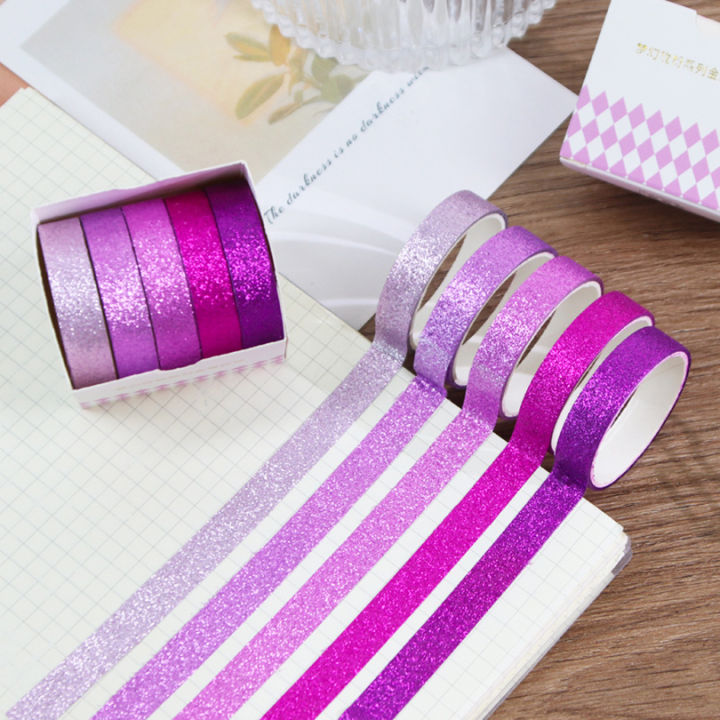 5Pcs%20Glitter%20Washi%20Tape%20Set%20Basic%20Masking%20Tape%20Journal%20Supplies%20Washitape%20Stationery%20Scrapbooking%20Album%20Decorative%20Adhesive%20Tape%20-%20Image%204