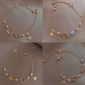 Zircon Pearl Bracelet for Women Adjustable Alloy Chain with Star Moon Charm Elegant Beaded Jewelry for Party Wedding and Daily Wear. 