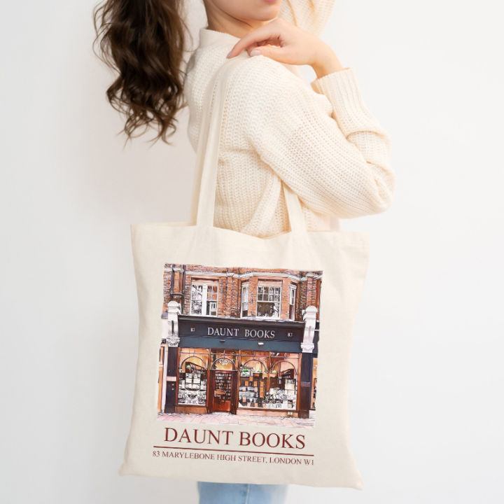 Daunt Books Tote Bag Shakespeare and Company Totes Canvas Shoulder Bag Aesthetics Shopping Bag Handbags Library Bag Back To Gift