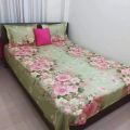 Double Size Cotton Bed Sheet with Matching 2 Pillow Covers.