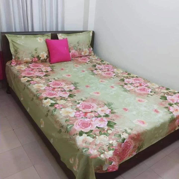 Double Size Cotton Bed Sheet with Matching 2 Pillow Covers