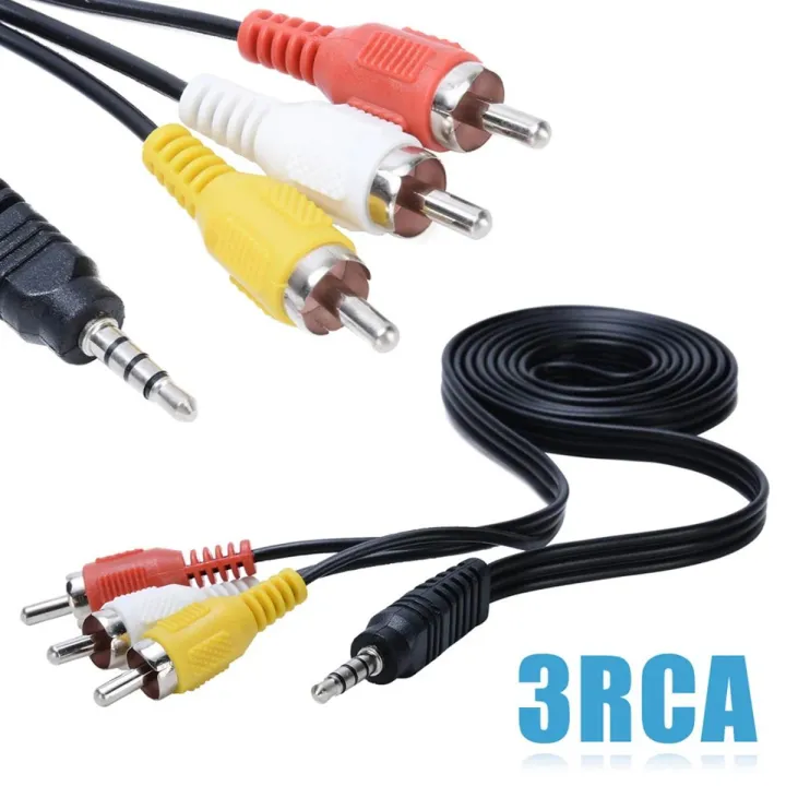 1M 3.5mm Jack Plug to 3 RCA Adapter AUX Cable- Male to Male Audio Video AV Cable Wire -For Speaker Laptop TV Computer Cables