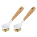 Pot Brush With Bamboo Long Laundry Handle Dishes Cleaner Pot Pan Cleaning Brushes Kitchen Cleaning Tool.