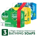 Dettol Soap Summer Pack of 3 Bathing Bar Soap (Cool, Fresh & Original) 70gm x 3. 
