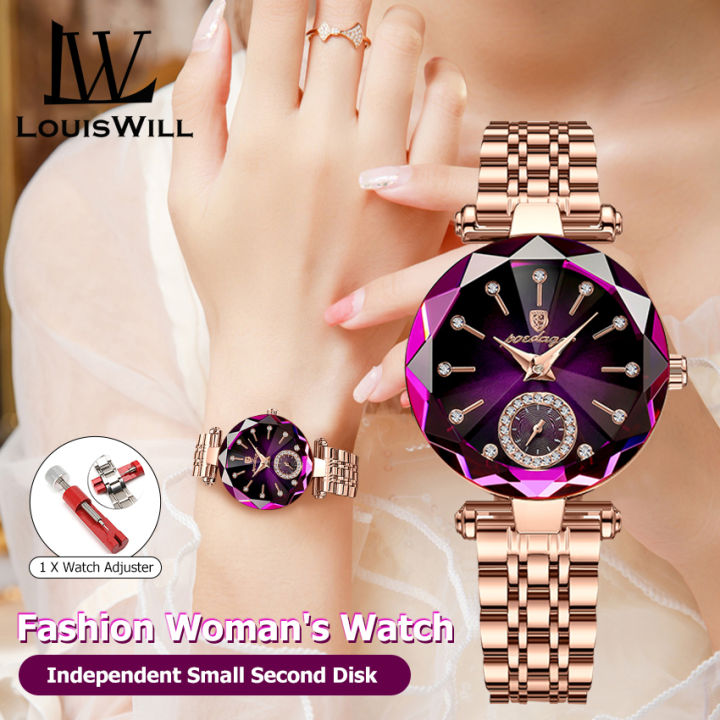 LouisWill%20Women's%20Fashion%20Watches%20Gradient%20Two%20And%20A%20Half%20Needle%20Watch%20Independent%20Second%20Disk%20Design%20Diamond%20Encrusted%20Steel%20Band%20Watch%20Casual%20Quartz%20Watch%20Elegant%20Gifts%20-%20Image%203