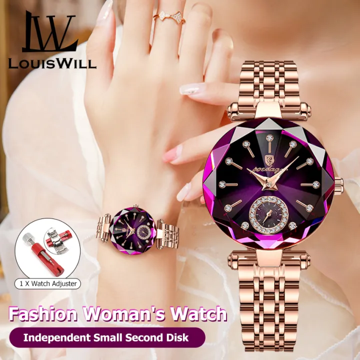 LouisWill%20Women's%20Fashion%20Watches%20Gradient%20Two%20And%20A%20Half%20Needle%20Watch%20Independent%20Second%20Disk%20Design%20Diamond%20Encrusted%20Steel%20Band%20Watch%20Casual%20Quartz%20Watch%20Elegant%20Gifts%20-%20Image%203