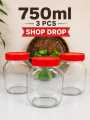 Good quality 750 ml. 03 Pcs Glass Jar for Kitchen & Dining. Glassware Food container with original cap. 