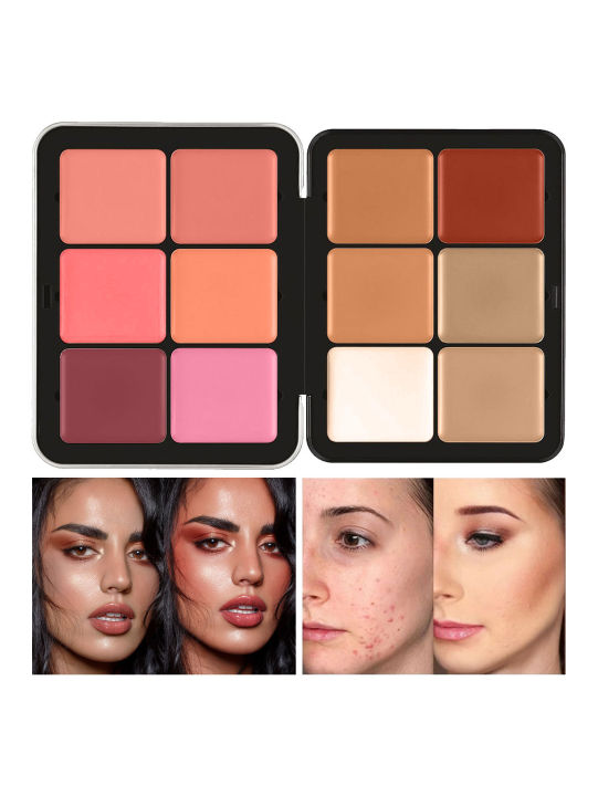 【Discount】 12 Color Blush Concealer Set Natural Blemish Brightening Highlighter 16 Color Waterproof contour cream palette logo