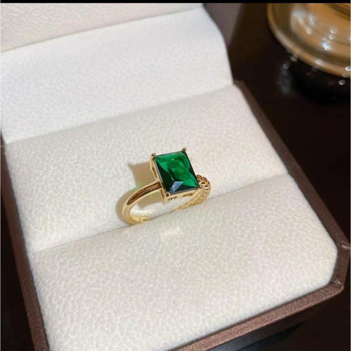 Barbara Bangladesh Jewelry cool girl Electroplated zircon inlaid zircon open ring Korean minority high-end index finger ring purple green light luxury jewelry