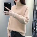 Winter Women Pullover Sweater Fashion Half Turtleneck Knitted Jumper Loose Imitation Mink Velvet Knitted Sweater Femme Tops T93. 