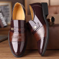 Height Increasing New Men's Shoes Business Formal Wear Leather Shoes Bright Leather Slip-on Men's Dad Shoes Pieces. 