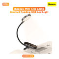 Baseus Mini Clip Lamp Comfort Reading USB Led Light Rechargeable On Desk Lamp Flexible Nightlight Warm Reading Lamp For Travel Bedroom Book.