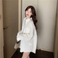 Spring and Autumn Women's New Korean Style bf Wind Loose ins Mid-Length Thin Student Coat Women Long Sleeve Shirt Women.