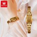 OLEVS 5501 Slim Thin Watch for Women Luxury Tungsten Steel Band Tonneau Design Square Shape Elegant Diamond Quartz Ladies Watch.