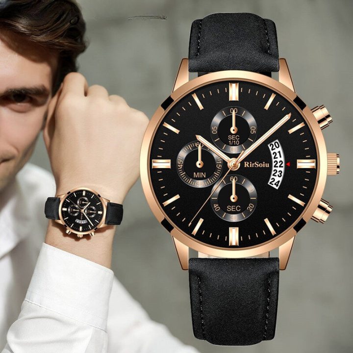 New Men Luxury Leather Business Quartz Watch main image 1
