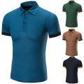 Top Shirt Men Short Sleeve Turn Down Collar Summer Golf Tennis T-Color Block Top.