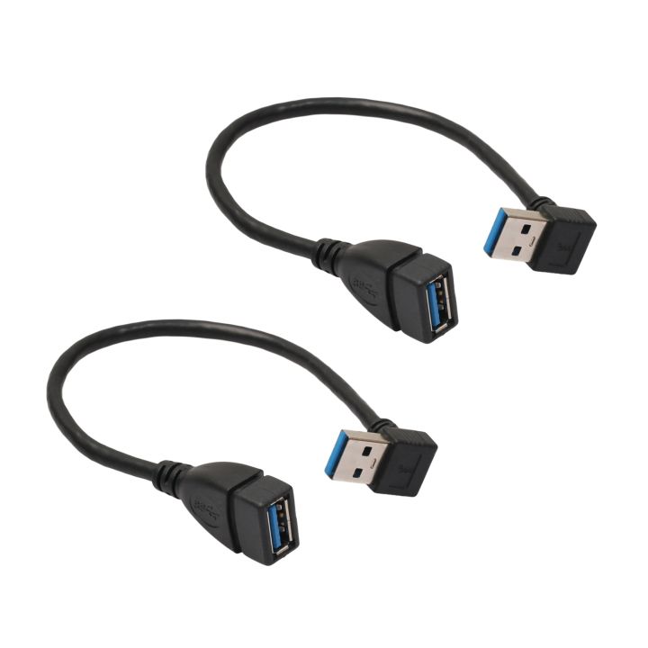 2X USB 3.0 Right Angle 90Degree Extension Cable Male to Female Adapter ...