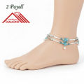 American 2 Pieces Popular Pearl Starfish Payell Yoga Beach Hanging Chain Anklet Pendant Friendship Foot Ornament Jewelry | Birthday Wedding Engagement Bridal Party Marriage Anniversary Ultimate Gift for Modern Women – Multicolor. 