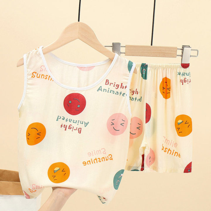 Children's%20Summer%20Sleeveless%20Vest%20Boys'%20Home%20Wear%20Boy%20Thin%20Type%20Artificial%20Cotton%20Air%20Conditioning%20Clothes%20Children's%20Home%20Pajamas%20-%20Image%202