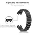 Watch Strap 16mm Three Strains Metal Replacement Watch Band For Huawei Band 8. 
