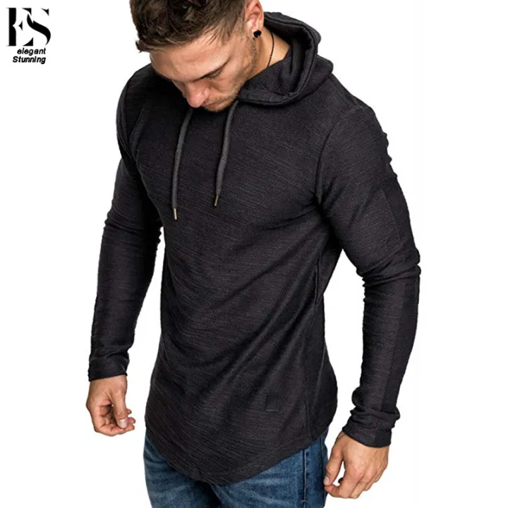 elegantstunning%20Men%20Casual%20Hoodie%20Fashion%20Solid%20Color%20Long%20Sleeves%20Hooded%20Sweatshirt%20Breathable%20Slim%20Fit%20Pullover%20Sweater%20-%20Image%202