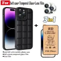 3 in 1 Itel S23 Square grid phone case For itel S 23 S2 3 Camera Protection Phone Case andCeramic frosted soft film and Lens protective film. 