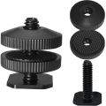 1/4" inch Dual Nuts Tripod Mount Screw to Flash Camera Hot Shoe Adapter. 